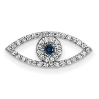 14k White Gold Small A Diamond and Sapphire Evil Eye Pendant