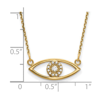 14k Yellow Gold Small Necklace Diamond Evil Eye
