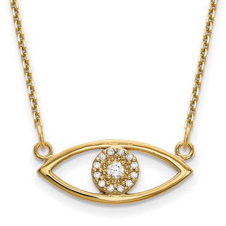 14k Yellow Gold Small Necklace Diamond Evil Eye