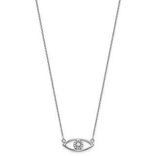 14k White Gold Small Necklace Diamond Evil Eye