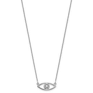 14k White Gold Small Necklace Diamond Evil Eye