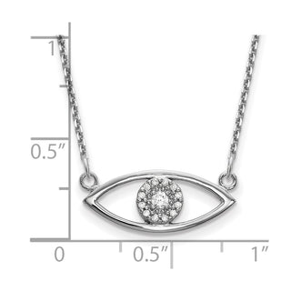 14k White Gold Small Necklace Diamond Evil Eye