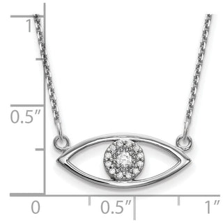 14k White Gold Small Necklace Diamond Evil Eye