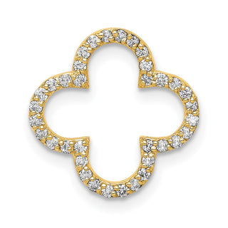 14k Yellow Gold Small Diamond Quatrefoil Design Pendant