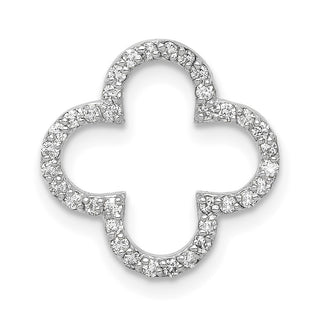 14k White Gold Small Diamond Quatrefoil Design Pendant