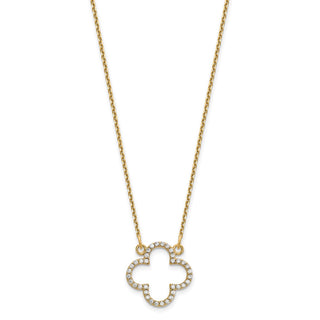 14k Yellow Gold Small Necklace A Diamond Quatrefoil Design