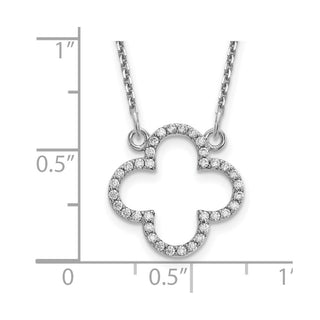 14k White Gold Small Necklace Diamond Quatrefoil Design