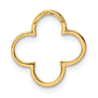 14k Yellow Gold Small Quatrefoil Design Chain Slide Pendant