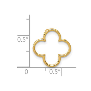 14k Yellow Gold Small Quatrefoil Design Chain Slide Pendant