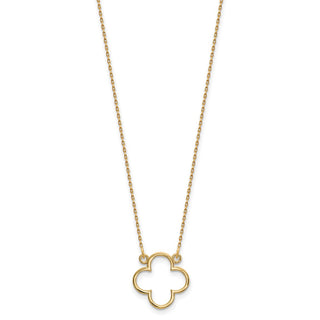 14k Yellow Gold Small Necklace Quatrefoil Design