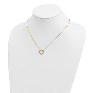 14k Yellow Gold Small Necklace Quatrefoil Design