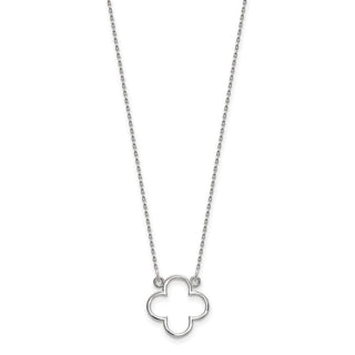 14k White Gold Small Necklace Quatrefoil Design