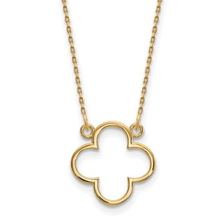 14k Yellow Gold Small Necklace Quatrefoil Design