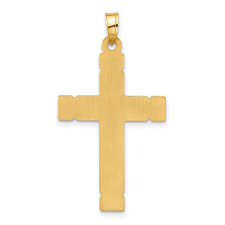 14K Yellow Gold Polished and Grooved Hollow Diamond Cross Pendant XP5307A