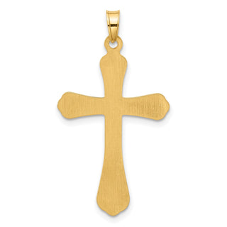 14K Yellow Gold Polished and Grooved Hollow Diamond Cross Pendant XP5308A