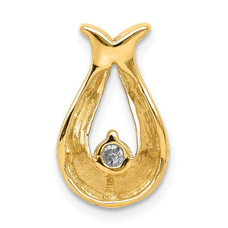 14k Yellow Gold 3.4mm AA Diamond Teardrop Shape Chain Slide Pendant