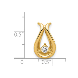 14k Yellow Gold 3.4mm VS Diamond Teardrop Shape Chain Slide Pendant