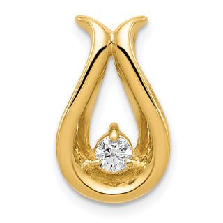 14k Yellow Gold 3.4mm AA Diamond Teardrop Shape Chain Slide Pendant