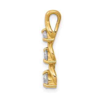 14k Yellow Gold AA Diamond 3 Stone Criss-Cross Chain Slide Pendant