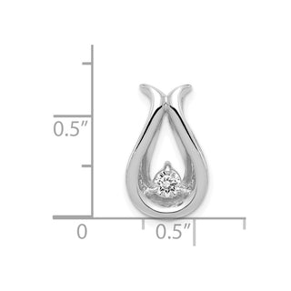 14k White Gold 3.4mm A Diamond Teardrop Shape Chain Slide Pendant