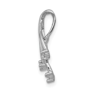 14k White Gold A Diamond 3-1.6mm Stone Twisted Chain Slide Pendant