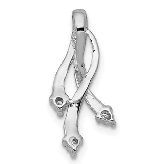 14k White Gold AA Diamond 3-1.6mm Stone Twisted Chain Slide Pendant