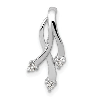14k White Gold AA Diamond 3-1.6mm Stone Twisted Chain Slide Pendant