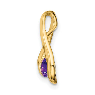 14k Yellow Gold 4mm Amethyst Pendant