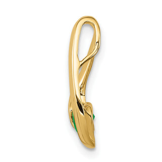 14k Yellow Gold 4mm Emerald Pendant
