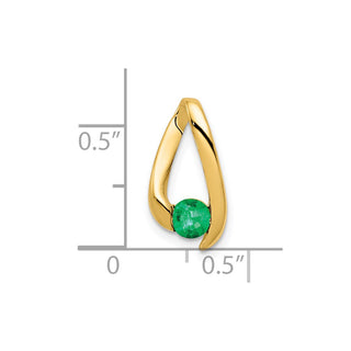 14k Yellow Gold 4mm Emerald Pendant