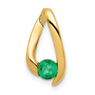 14k Yellow Gold 4mm Emerald Pendant