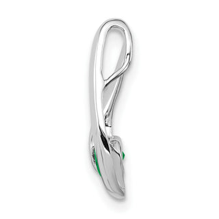 14k White Gold 4mm Emerald Pendant