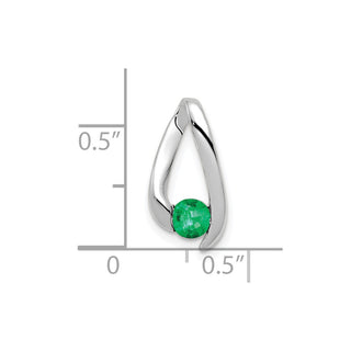 14k White Gold 4mm Emerald Pendant