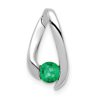 14k White Gold 4mm Emerald Pendant