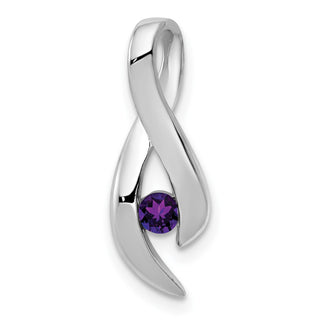 14k White Gold 3mm Amethyst Pendant
