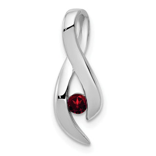 14k White Gold 3mm Garnet Pendant