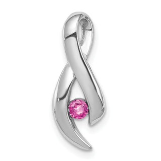 14k White Gold 3mm Pink Sapphire Pendant