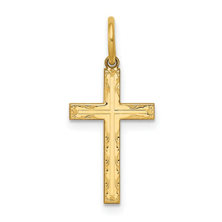 14K Yellow Gold Laser Designed Cross Charm XR1008