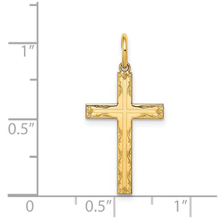 14k Yellow Gold Laser Designed Cross Pendant XR1009