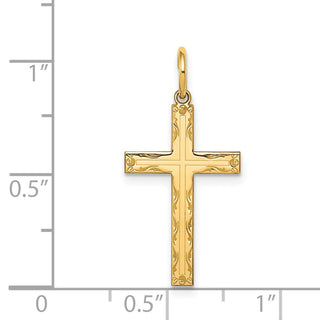 14k Yellow Gold Laser Designed Cross Pendant XR1009