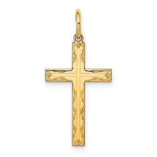 14k Yellow Gold Laser Designed Cross Pendant XR1009
