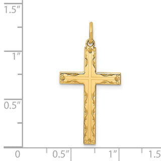 14k Yellow Gold Laser Designed Cross Pendant XR1010