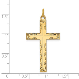 14k Yellow Gold Laser Designed Cross Pendant XR1011