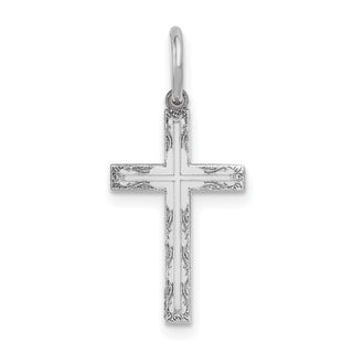 14K White Gold Laser Designed Cross Charm XR1012