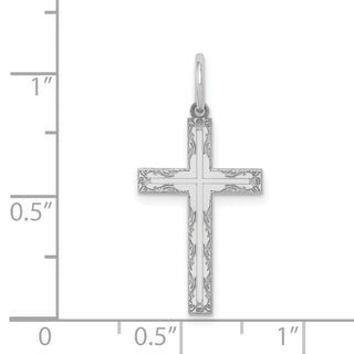 14k White Gold Laser Designed Cross Pendant XR1013