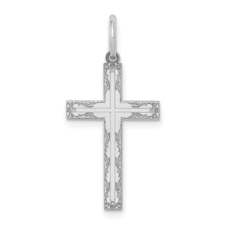 14k White Gold Laser Designed Cross Pendant XR1013