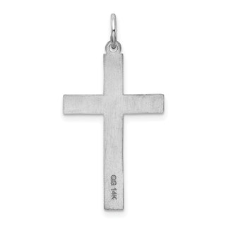 14k White Gold Laser Designed Cross Pendant XR1014