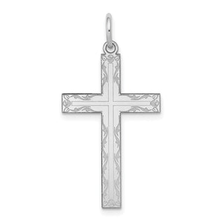 14k White Gold Laser Designed Cross Pendant XR1014