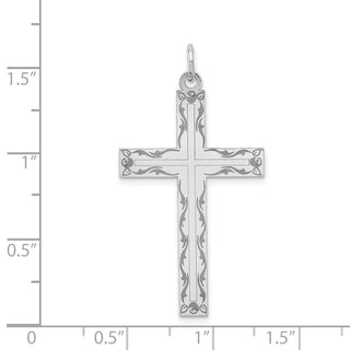 14k White Gold Laser Designed Cross Pendant XR1015