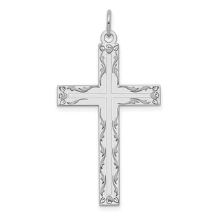 14k White Gold Laser Designed Cross Pendant XR1015